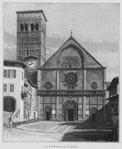 Cattedrale di Assisi, Italia (litografia) da French School
