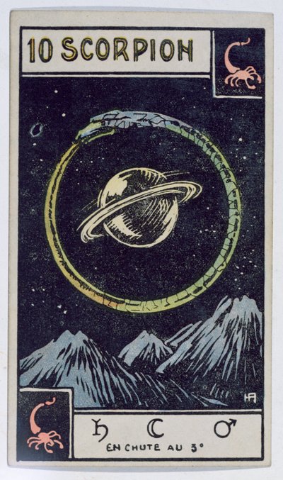 Carta dei tarocchi astrologici raffigurante lo Scorpione da French School