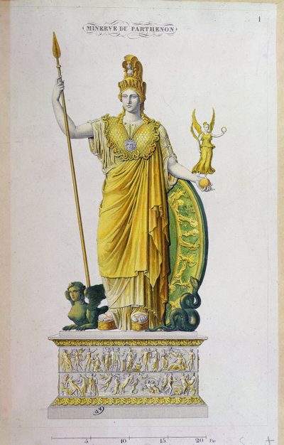 Athena Parthenos, statua dal Partenone, Atene da French School
