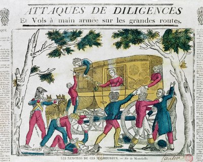 Attacco alla diligenza da Parigi a Lione il 25 luglio 1822 da French School