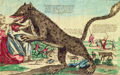 Attacchi della bestia del Gévaudan nel 1764 da French School