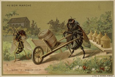 Carte Au Bon Marché con insetti antropomorfi da French School