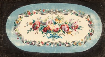 Disegno di Aubusson per lo schienale o il sedile di un divano con mazzi di fiori misti all
