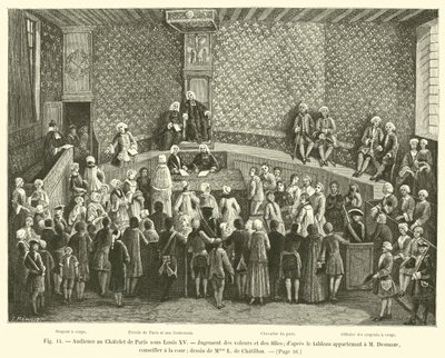Udienza al Chatelet di Parigi sotto Luigi XV, Giudizio dei ladri e delle ragazze da French School