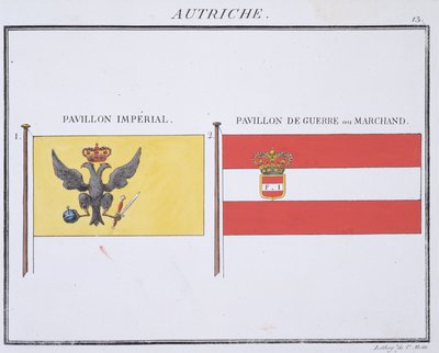Bandiere austriache, da un libro francese delle bandiere, c.1819 da French School
