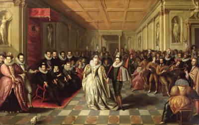 Ballo alla Corte di Enrico III in occasione del matrimonio di Anne, Duca di Joyeuse, con Marguerite de Vaudemont, 24 settembre 1581, c.1581 da French School