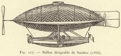 Pallone dirigibile di Smitter (1866) (incisione) da French School
