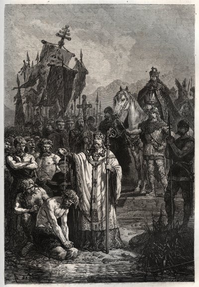 Battesimo del capo sassone pagano Widukind sotto la pressione dell
