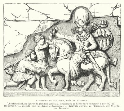 Bassorilievo vicino a Kazerun, Iran, che raffigura la vittoria del re sasanide Shapur I sull