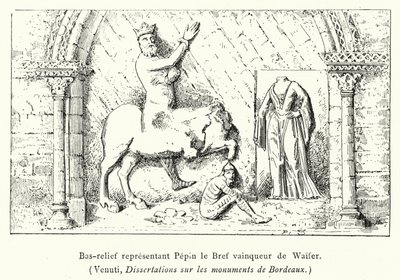Bassorilievo rappresentante Pipino il Breve vincitore di Waifer (incisione) da French School