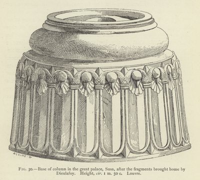 Base di colonna nel grande palazzo, Susa, dopo i frammenti portati a casa da Dieulafoy, Altezza, circa 1 m 50 c, Louvre da French School