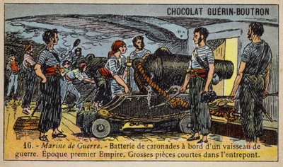 Batteria di carronate a bordo di una nave da guerra francese del Primo Impero, inizio XIX secolo da French School
