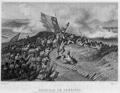 Battaglia di Jemappes nel 1792 (Vittoria dei francesi, comandati da Dumouriez) - in "Rivoluzione francese" di Thiers. XIX secolo da French School