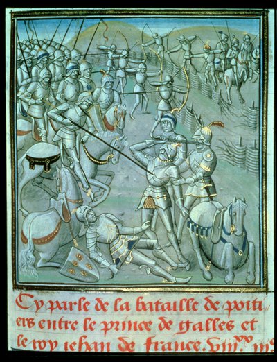Battaglia di Poitiers, raffigurante il Principe di Galles e il Re Giovanni di Francia da French School