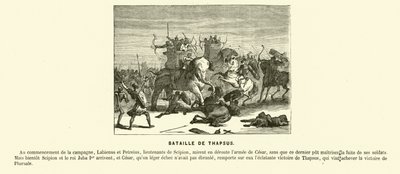 Battaglia di Tapso, Nord Africa, Guerra Civile di Cesare, 46 a.C. (incisione) da French School