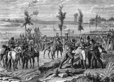 Battaglia di Waterloo, Guerra della Settima Coalizione nel 1815, illustrazione da 
