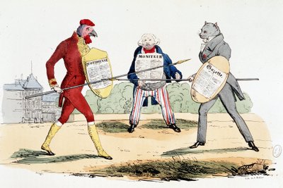 Battaglia singolare (duello tra giornali "La Gazette", "Le Moniteur" e "Daily") - in "La Silhouette" da French School
