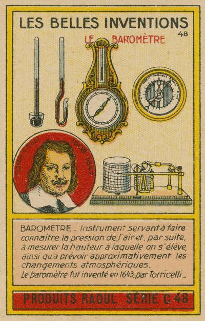 Carta delle belle invenzioni, barometri da French School