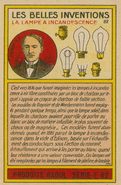 Carta delle belle invenzioni, lampadine da French School