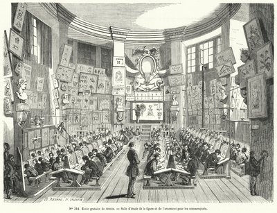 Classe per principianti in una scuola gratuita di disegno, Francia da French School