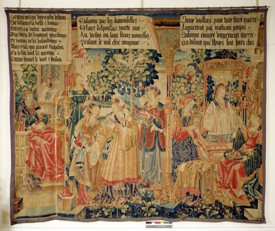 Benigne de Cirey e Susanna che si bagna, pannello sinistro dalla Storia di Susanna da French School