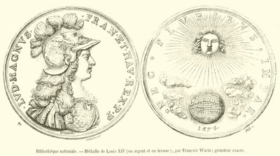 Biblioteca nazionale, Medaglia di Luigi XIV, in argento e bronzo da French School