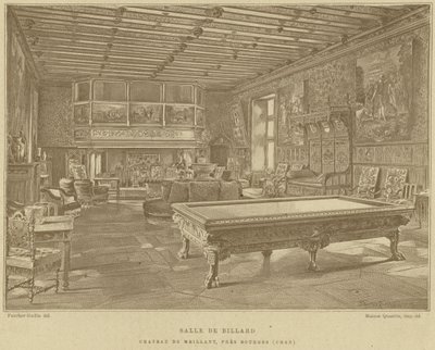 Sala da biliardo, Castello di Meillant, vicino a Bourges, Francia da French School