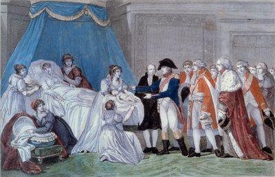 Nascita del Re di Roma Napoleone II (Francois Charles Joseph Napoleon Bonaparte) (1811-1832): cerimonia del certificato di nascita del figlio dell