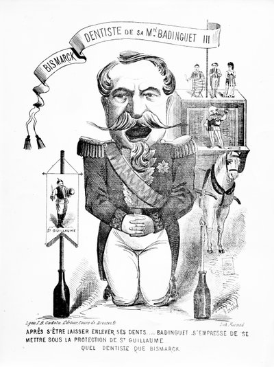 Bismarck, dentista di Sua Maestà Badinguet III, 1871 da French School