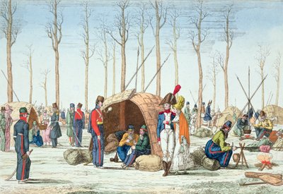Bivacco delle truppe russe sugli Champs Elysées, Parigi, 31 marzo 1814 da French School