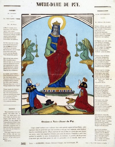 Vergine Nera: Orazione in Notre-Dame du Puy - immagine di Epinal, n.d. da French School
