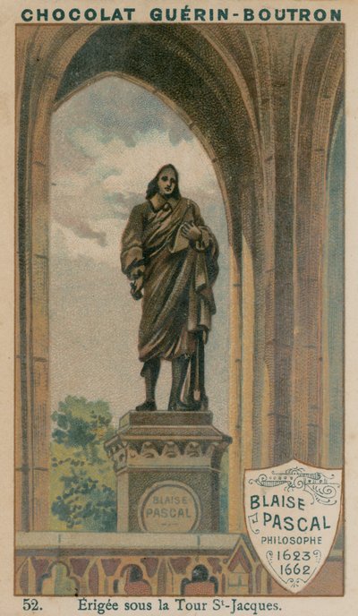 Blaise Pascal, Filosofo, 1623-1662, eretta sotto la Tour St-Jacques da French School