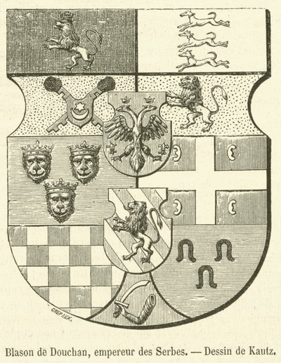 Stemma di Douchan, imperatore dei Serbi da French School