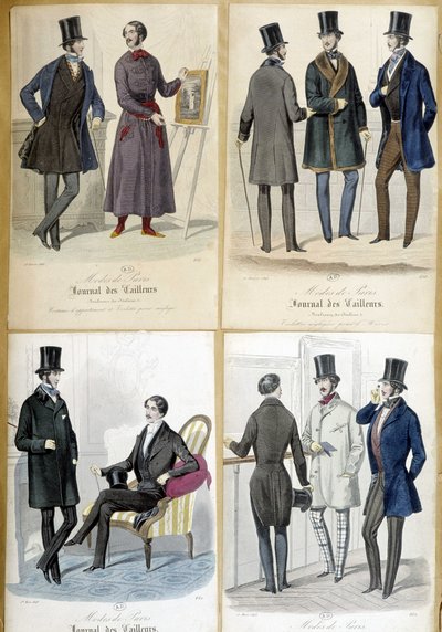 Tavole che illustrano la moda maschile dal "Journal des tailors" del 1848. da French School