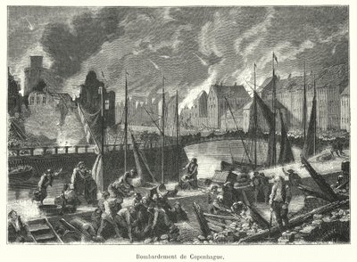 Bombardamento di Copenaghen (incisione) da French School