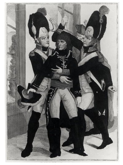 Bonaparte (1769-1821) Protetto da due Granatieri durante la Sessione a St.Cloud, 19 brumaio anno 8 (10 novembre 1799), c.1800 da French School
