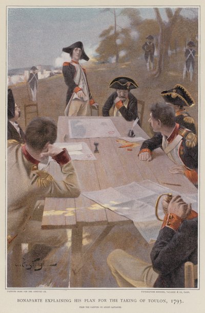 Bonaparte che spiega il suo piano per la presa di Tolone da French School