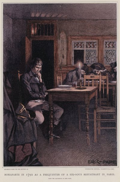 Bonaparte nel 1792 come frequentatore di un ristorante a sei sous a Parigi da French School