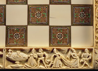 Bordo di una scacchiera raffigurante la vita di corte, 1415 da French School