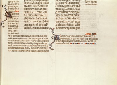 Parte inferiore di una pagina senza miniatura, dalla Bibbia di Jean de Sy, c.1355 da French School