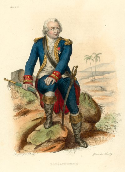 Bougainville (incisione colorata) da French School