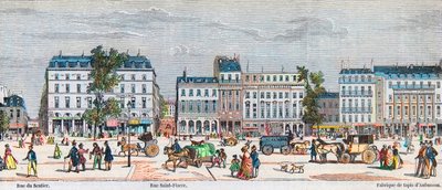 Boulevard Poissonnière lato sud - Rue du Sentier - Rue Saint Fiacre - Incisione in "Tableau-de-Paris" di Edmond Texier 1852 da French School