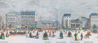 Boulevard des Italiens lato sud e Boulevard des Capucines lato sud - Rue de Choiseul - Bains chinois - Rue de la Michodiere - Pavillon de Hanover - Rue Louis-le-Grand - Incisione in 