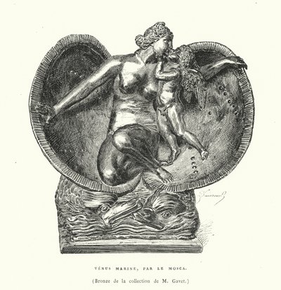 Bronzo che raffigura la nascita di Venere, di Le Mosca (incisione) da French School