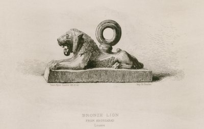 Leone di bronzo, da Khorsabad, Louvre (incisione) da French School