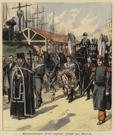 Sepoltura di un marinaio russo a Le Havre, Francia, 1897 da French School