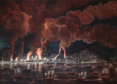 Incendio della città di Cap-Français, Saint-Domingue (Haiti), 1795 da French School