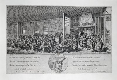 Cabaret du Tambour Royal di Jean Ramponneau, incisione da French School