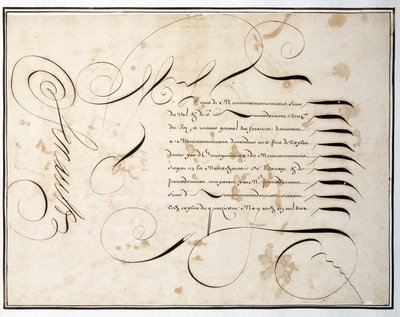 Calligrafia: Carta manoscritta di tondo finanziario intorno alla seconda metà del XVII secolo da Louis Senault da French School