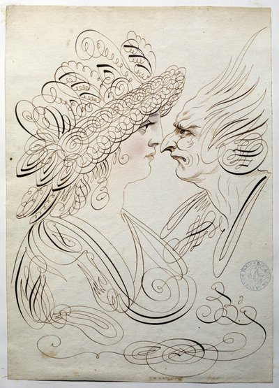 Calligrafia: Ritratti di profilo intorno al 1780 di Bernard de Paris da French School
